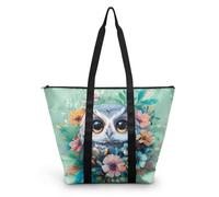 HJOSWVNS Tote Bag Tela Gris Animal Verde Bolsas de Tela Poliéster Bolso de Mano de Mujer Reutilizable Bolsa Compra Plegable Tote Bag Cremallera Bolso Viaje Duradero Totebag 38x56cm/1 Pcs