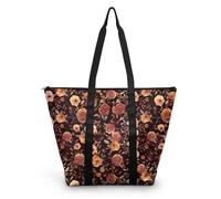 HJOSWVNS Tote Bag Tela Impresión Rosa Marrón Bolsas de Tela Poliéster Bolso de Mano de Mujer Reutilizable Bolsa Compra Plegable Tote Bag Cremallera Bolso Viaje Duradero Totebag 38x56cm/2 Pcs