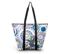 HJOSWVNS Tote Bag Tela Luz Verde Púrpura Bolsas de Tela Poliéster Bolso de Mano de Mujer Reutilizable Bolsa Compra Plegable Tote Bag Cremallera Bolso Viaje Duradero Totebag 38x56cm/2 Pcs
