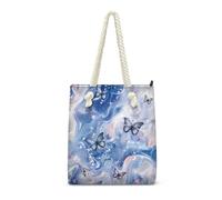 HJOSWVNS Tote Bag Tela Mariposa Azul Cartera de Mano Mujer Poliéster Bolso Playa Reutilizable Bolsas Viaje Plegable Bolsa Tela Mujer Bolsa Compra Totebag Bolso de Mano Tote Bags Cremallera 36x37cm/1