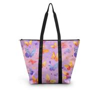 HJOSWVNS Tote Bag Tela Púrpura Naranja Azul Bolsas de Tela Poliéster Bolso de Mano de Mujer Reutilizable Bolsa Compra Plegable Tote Bag Cremallera Bolso Viaje Duradero Totebag 38x56cm/1 Pcs