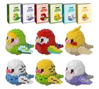 HJPLPXH Parrots Micro Mini Building Block Sets Regalo de cumpleaños para niños, kits de modelo de construcción de animales, juguetes de la serie Mini Ladrillos Birds para niños (6 cajas)