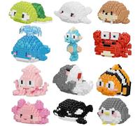 HJPLPXH Pequeño regalo de juguete, regalos de fiesta para niños, 12 latas mini animales marinos, juego de microbloques de construcción, regalo de cumpleaños para niños