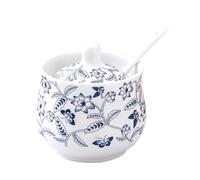 HJtRTDF Tarros para especias， 1 juego de tarro cerámica con tapa, cuchara, condimentos, azucarero, salero y pimentero for cocina casera