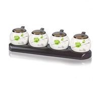 HJtRTDF Tarros para especias， Azucarero, tarro de especias, salero, condimento, juego 3(Brown)