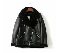HJUGHPN Abrigos de invierno para mujer, abrigo de piel de locomotora con cinturón, manga larga, con solapa, acolchado, color negro cálido, abrigo femenino (S)