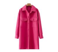 HJUGHPN Abrigos para mujer, a la moda, con bolsillos, sueltos, de lana, vintage, de manga larga, con botones, ropa de abrigo elegante (talla M de EE. UU.)