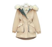 HJUGHPN Abrigos para mujer, talla grande, abrigo de invierno para mujer, chaqueta acolchada de algodón de longitud media, chaqueta acolchada de algodón con capucha ajustada (talla XL de EE. UU