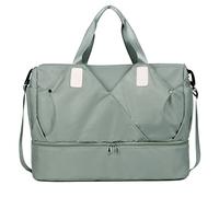 HJUGHPN Bolsa de Gimnasio para Mujer Equipaje de Mano Femenino para niñas, Bolsos de Lona de Viaje, Bolsos de Fin de Semana, Bolsos de Gimnasio multifuncionales para Mujeres(Green)