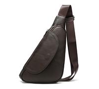 HJUGHPN Bolsa de pecho para hombre, bolsa de hombro grabada para hombre, bolsa cruzada vintage para hombre, bandolera de piel auténtica, bolsa de cintura para hombre (marrón)