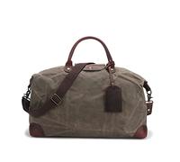HJUGHPN Bolsa de viaje para mujer, estilo vintage, lona encerada, impermeable, gran capacidad, para hombre (color verde militar)