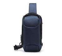 HJUGHPN Bolsas para teléfono Bolsa de Pecho Hombre Anti-Robo Crossbody Bolsa Impermeable Oxford Deportes Crossbody Bag Hombre Bolsas de Pecho con USB Contraseña de Bloqueo Dropship(Blue)