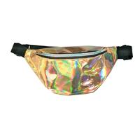 HJUGHPN Bolsas para teléfono Holographic Waist Bag Laser Women`s Belt Bag Shoulder Women Travel Bag Hologram Fanny Pack Slim Shiny Neon PU Bum Bag(Glod)