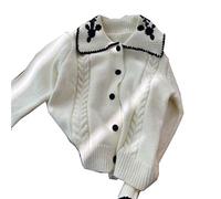 HJUGHPN Cárdigan de mujer bordado floral para mujer, otoño e invierno, solapa de un solo botonadura, cárdigan suelto para mujer, casual, chic