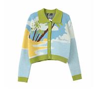 HJUGHPN Cárdigan de punto corto para mujer, abrigo de punto para mujer, otoño e invierno, elegante, para la calle, suéteres elegantes para mujer (talla S)