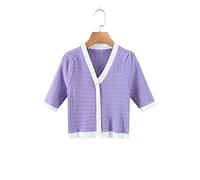 HJUGHPN Cárdigan de verano para mujer, delgado, casual, a juego, delgado, cuello en V, manga corta, en forma de corazón, cárdigan de punto para mujer