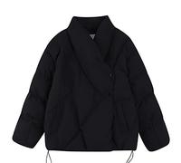 HJUGHPN Cárdigan para mujer, chaqueta de plumón para mujer, a la moda, cálida, gruesa, de un solo pecho, ropa de calle vintage casual (Schwarz, M)