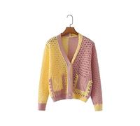 HJUGHPN Cárdigan para mujer con cuello en V y manga larga, informal, con bolsillos, para mujer