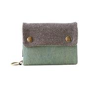 HJUGHPN Cartera corta de tela de algodón para mujer, monedero de gran capacidad, tarjetero, multifunción para hombre (verde)