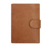 HJUGHPN Cartera corta para mujer, de piel auténtica, estilo retro, con tarjetero, vertical, color marrón