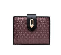 HJUGHPN Cartera de piel para mujer, cartera de gran capacidad, multifuncional, corta, con hebilla, color rojo
