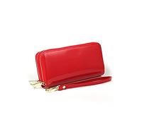 HJUGHPN Cartera larga con doble cremallera para mujer, monedero de gran capacidad, monedero para mujer, monedero de mano, tarjeta de dinero, monedero para teléfono (rojo)
