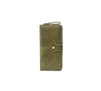 HJUGHPN Cartera larga de piel sintética con cremallera para mujer, de dos pliegues, grande, para teléfono móvil, bolsa de mano para mujer, color verde