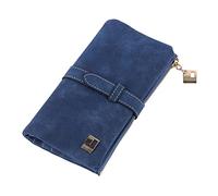 HJUGHPN Cartera larga para mujer con tarjetero de piel sintética mate, de gamuza, retro, monedero para mujer