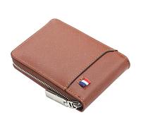 HJUGHPN Cartera para hombre, corta, pequeña, multifuncional, tarjetero, de poliuretano, con cremallera, a la moda, informal (marrón)