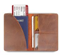 HJUGHPN Cartera para Hombre Cubierta DE Pasaporte DE Cuero Genuino Mejor IDENTIFICACIÓN Tarjeta de crédito Tarjeta de crédito Vintage Pasaporte Holder