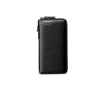 HJUGHPN Cartera para Hombre Cuero Genuino Hombres Carteras Envolvente Embrague telefono Bolso Bolsa Negocio Vintage Largo Cartera Hombre Lujo Cremallera Pulseras walet(Schwarz)