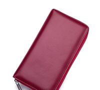 HJUGHPN Cartera para hombre de piel auténtica para pasaporte, de gran capacidad o multifunción, unisex, color rojo