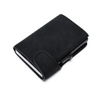 HJUGHPN Cartera para hombre de piel sintética con caja de metal, cartera para tarjetas de crédito, mini bolsa inteligente para dinero, vintage, unisex, bolso puro (Schwarz)