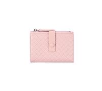 HJUGHPN Cartera para mujer, corta, de dos pliegues, simple, con cremallera, monedero mediano y delgado, para tejer con cierre de botón, tarjetero