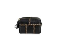 HJUGHPN Cartera para mujer, doble compartimento con cremallera, de piel de vaca, vintage, con llavero