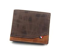 HJUGHPN Cartera pequeña para hombre, cartera portátil de negocios, con bolsillo para club, monederos cortos de cuero vintage, bolso de mano de retazos para hombre (marrón)
