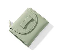 HJUGHPN Cartera pequeña plegable para mujer, de piel sintética suave, con lazo, monedero, monedero, monedero para mujer (verde)