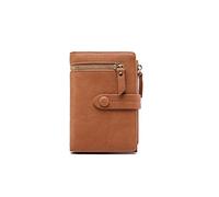 HJUGHPN Carteras cortas multifunción para mujer, con cierre de cremallera, mini monederos de piel sintética, monederos femeninos de moda para mujer, tarjetero (marrón)