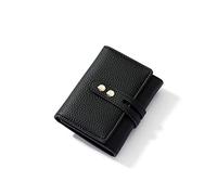HJUGHPN Carteras cortas para mujer, billetera de tres pliegues con cremallera, cartera de cuero para mujer, cartera pequeña (Schwarz)