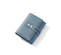 HJUGHPN Carteras cortas para mujer, billetera de tres pliegues con cremallera, cartera de cuero para mujer, cartera pequeña (azul)