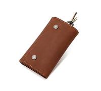 HJUGHPN Carteras de cuero para mujer, llavero para mujer, bolsa de almacenamiento de vaca dividida para llaves de coche, mini bolsa de mayordomo, Brown, Talla única