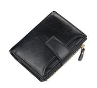 HJUGHPN Carteras de cuero para mujer, monedero pequeño con cremallera, billeteras cortas para mujer, tarjetero, tarjeta de crédito, billetera roja para niñas (Schwarz)