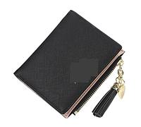 HJUGHPN Carteras de mujer con borlas para mujer, cartera pequeña y bonita, cartera corta de cuero para mujer, carteras con cremallera, monederos femeninos (Schwarz)