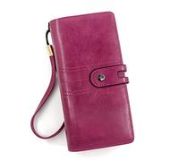 HJUGHPN Carteras de Mujer Hot Wallets for Womenlong Ladies Purse Multifunction Mobile Phone Bag Leather Wallet Women(R862 Rose Red)