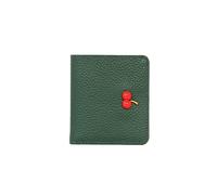 HJUGHPN Carteras de piel auténtica para mujer, cartera pequeña de piel de vacuno, simple, pequeña, cereza, corta, con hebilla, ultrafina, multitarjeta (verde)