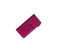 HJUGHPN Carteras de piel auténtica para mujer, carteras de moda con cremallera, carteras de cuero vacuno, carteras largas para dinero (rojo)