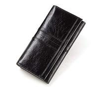 HJUGHPN Carteras de piel auténtica para mujer, con abrazadera para monedero, soporte para pasaporte (Schwarz)