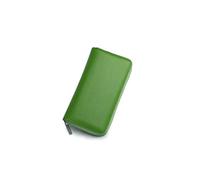 HJUGHPN Carteras de piel auténtica para mujer, tarjetero, gran capacidad, piel vacuna para identificación de negocios, tarjetas de crédito, monedero con cremallera, cartera larga (verde)