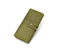 HJUGHPN Carteras de piel de vaca para mujer, con cierre de cremallera, bolsas de mano largas con soporte para teléfono celular (verde)