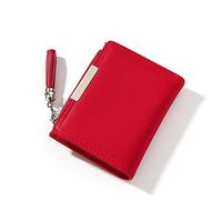 HJUGHPN Carteras de piel sintética para mujer, cartera pequeña con borlas, monedero, bolsillo, simple, casual, mini cartera femenina para niña, monedero para cambiar (rojo)